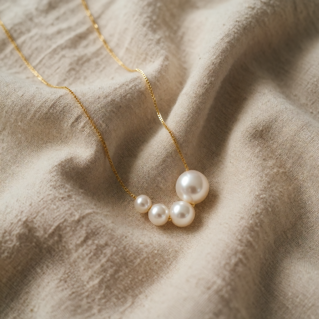 Gold Necklace Nuala with Pearl Cluster