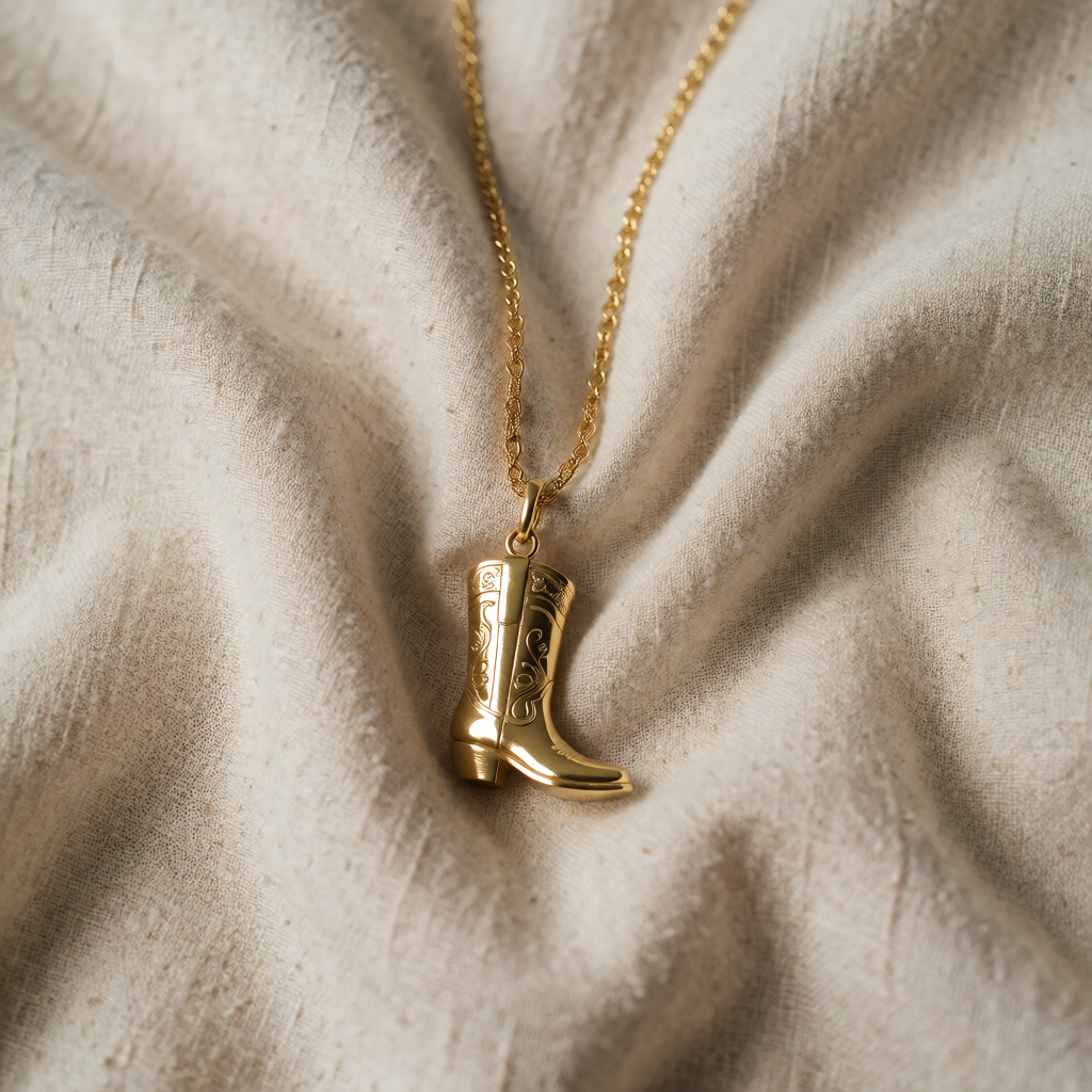 Gold Necklace Íde with Cowboy Boot Motif