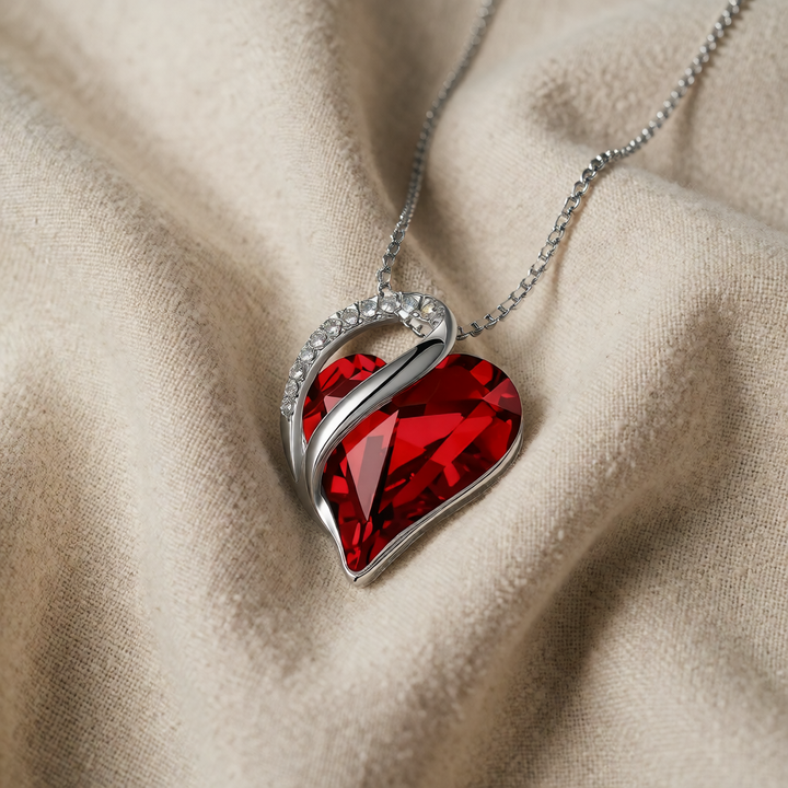 White Gold Necklace Darina with Ruby Heart