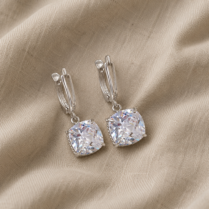 White Gold Drop Earrings Fionnuala with Zirconia