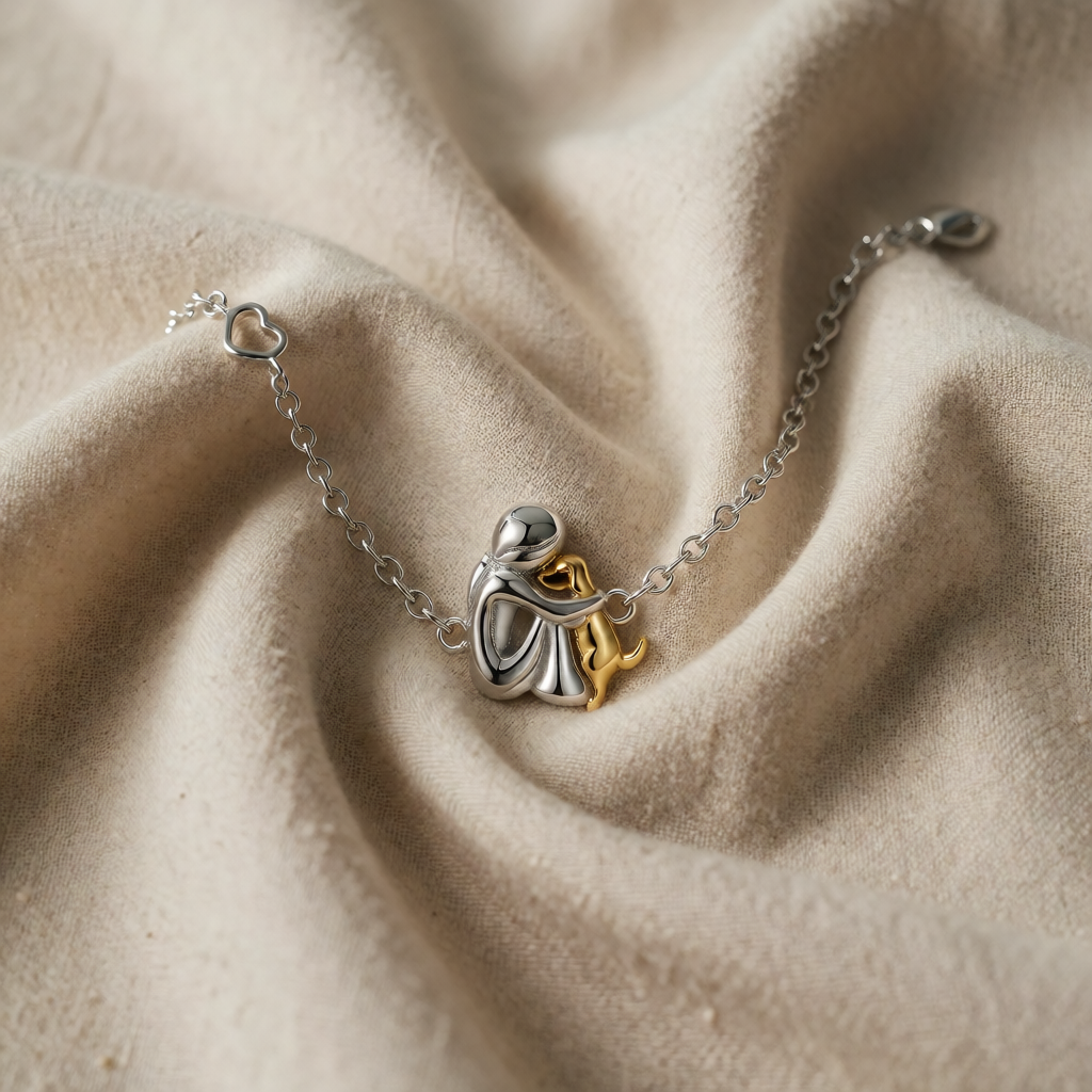 Gold & Silver Chain Bracelet Bríd with Person and Dog