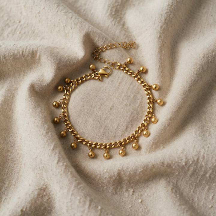 Gold Charm Bracelet Sorcha with Beads