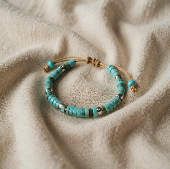 Turquoise Beaded Bracelet Muirne with Silver Accents