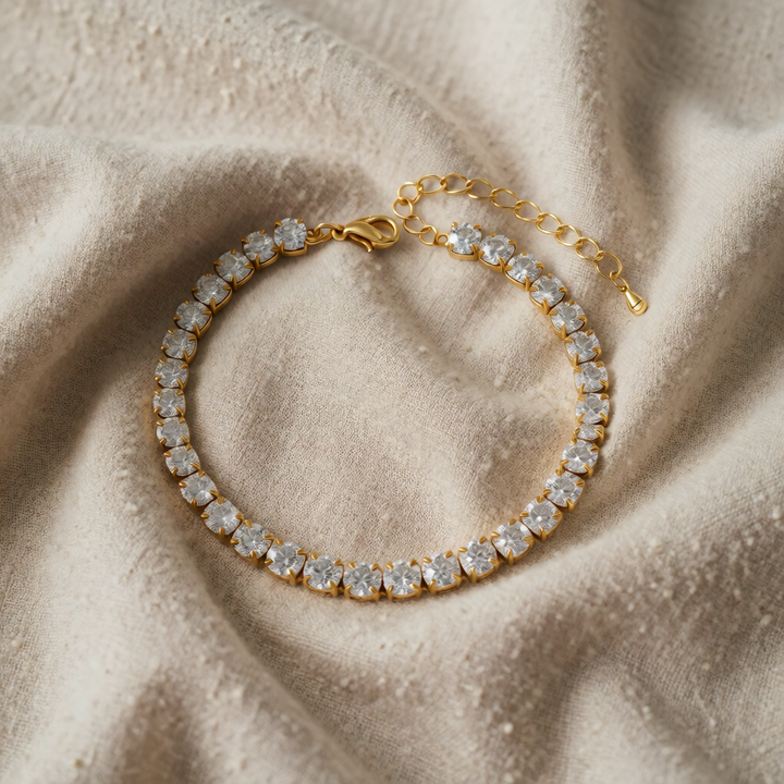 Gold Tennis Bracelet Treasa with Zirconia