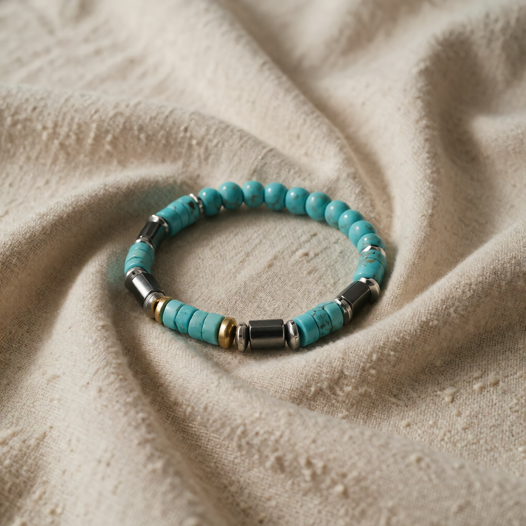 Silver Turquoise Beaded Bracelet Eabha