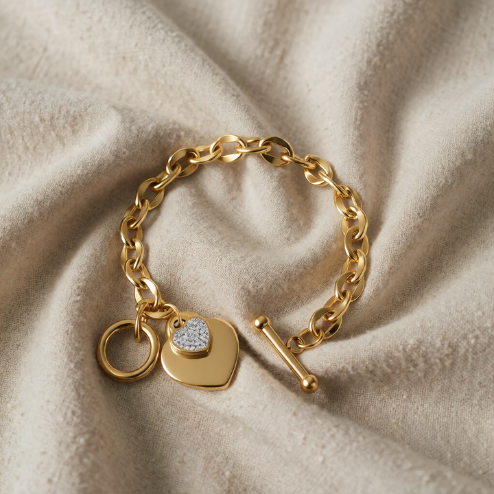 Gold Chain Bracelet Méabh with Heart