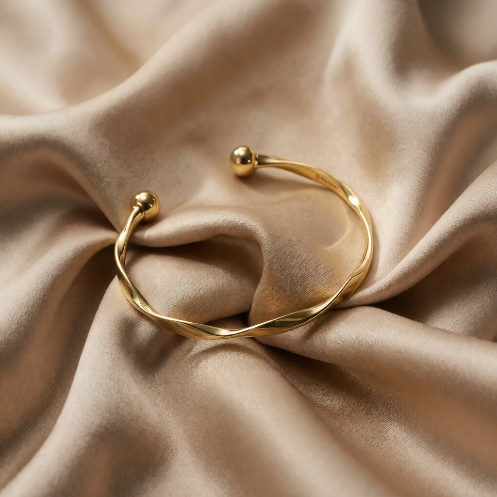 Gold Cuff Bracelet Aoife with Twist