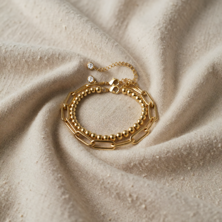 Gold Beaded Chain Bracelet Áine