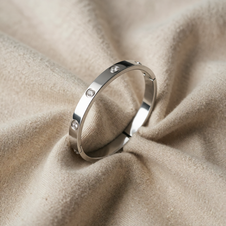 Silver Bangle Bracelet Eithne with Zirconia