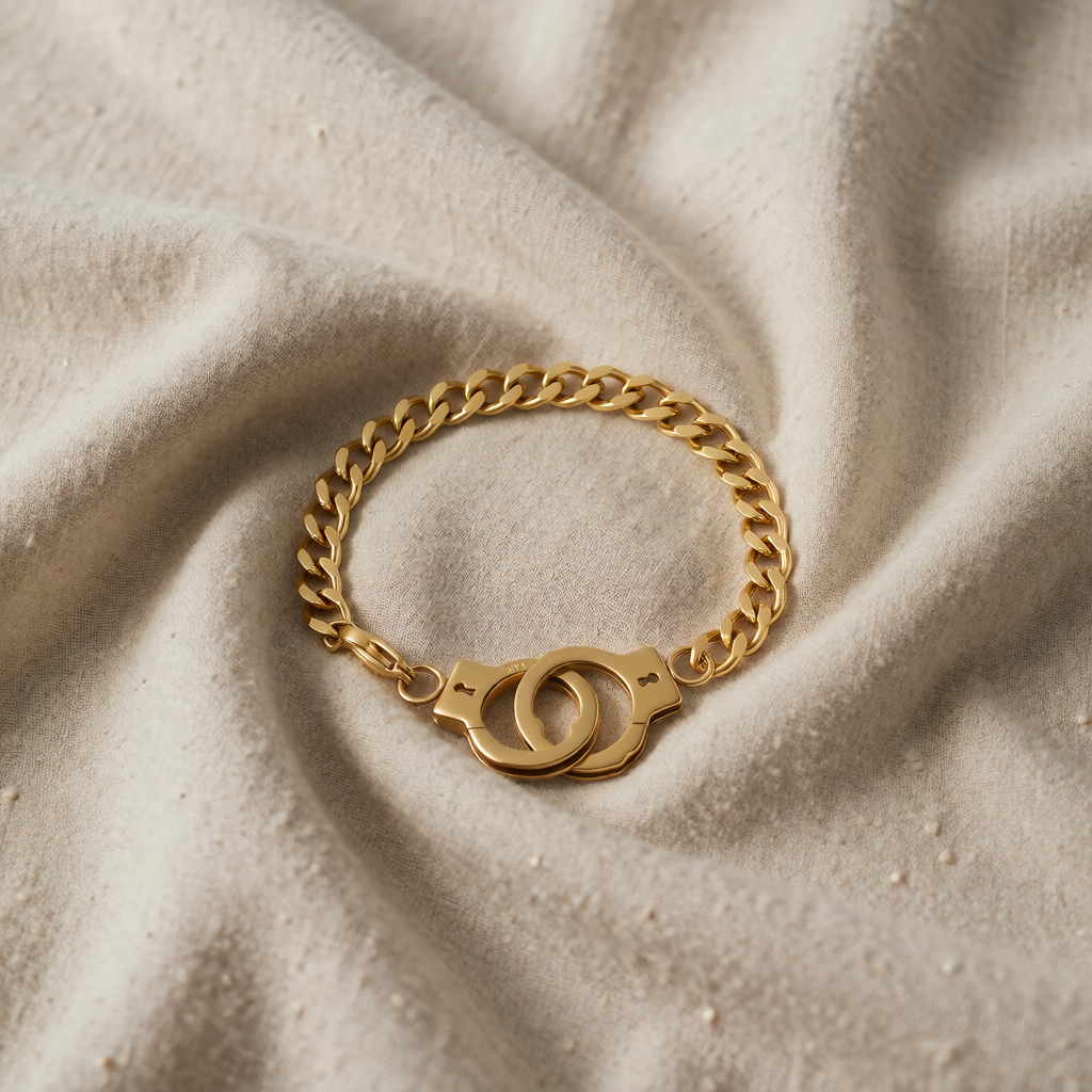 Gold Chain Bracelet Órla with Handcuffs