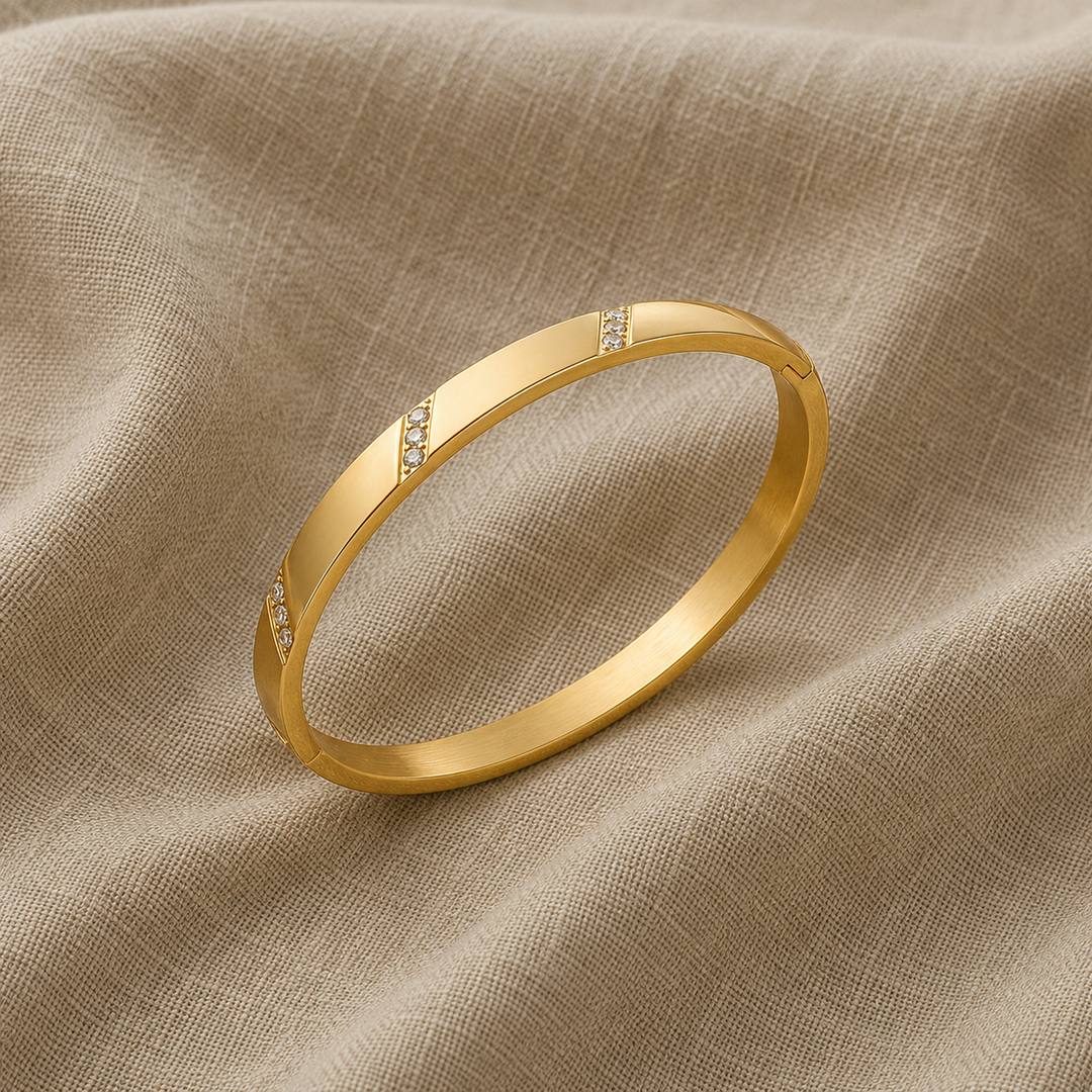 Gold Bangle Bracelet Aisling with Zirconia
