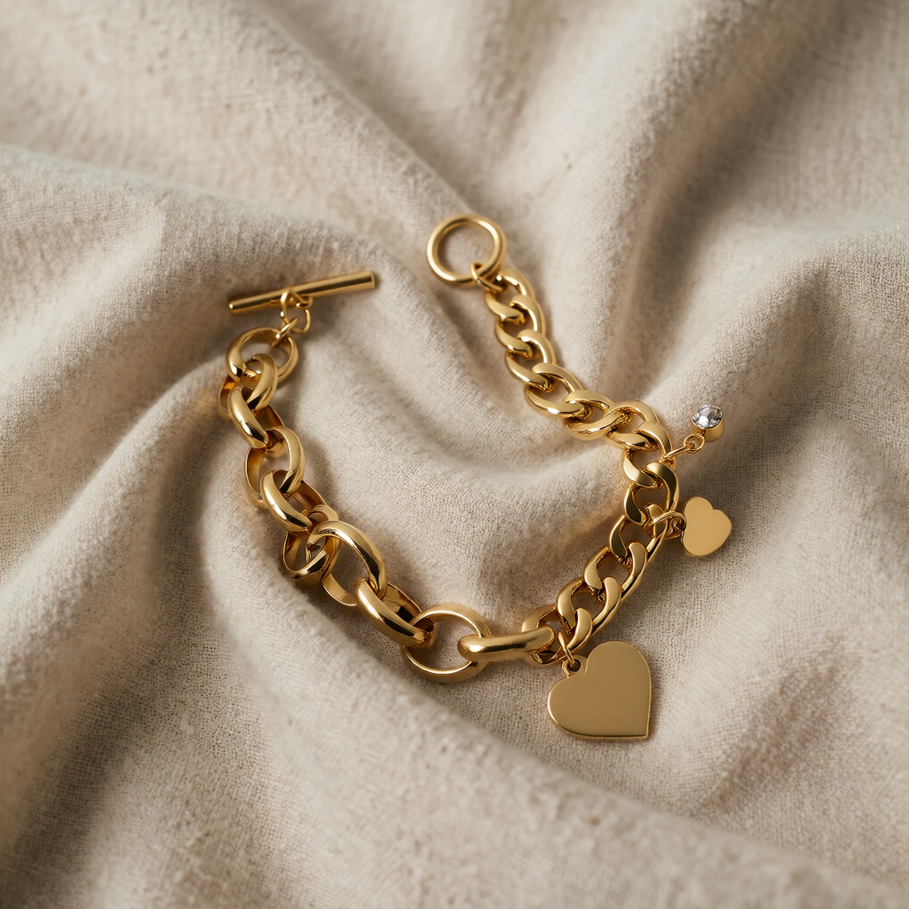 Gold Chain Bracelet Treasa with Heart