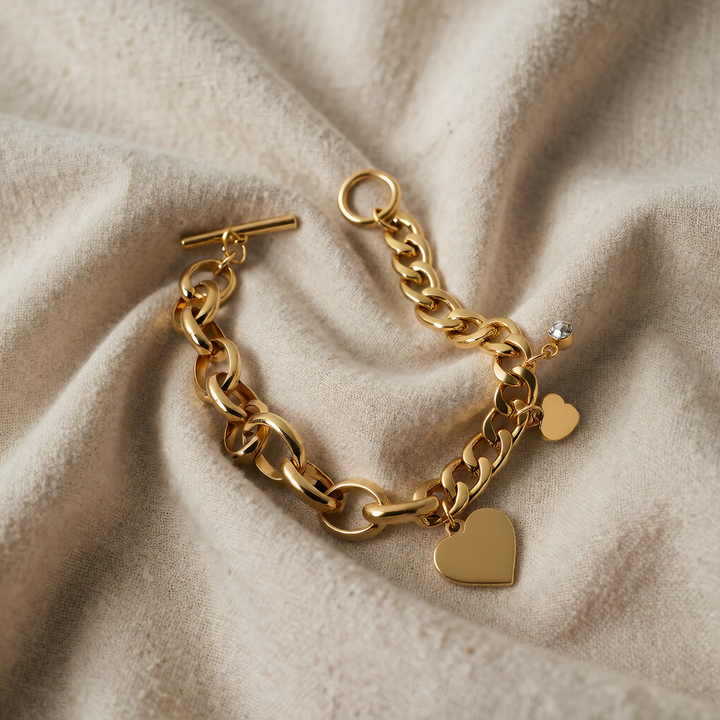 Gold Chain Bracelet Treasa with Heart
