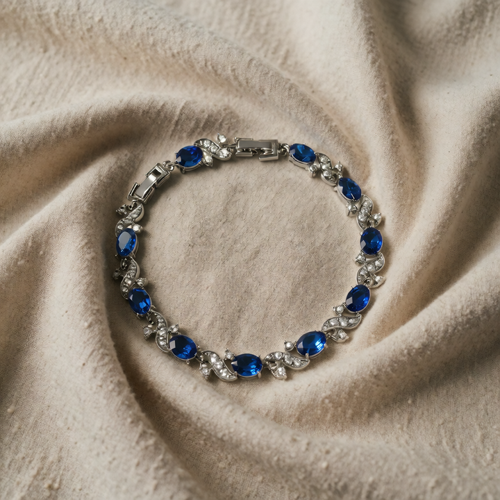Silver Tennis Bracelet Saoirse with Sapphire