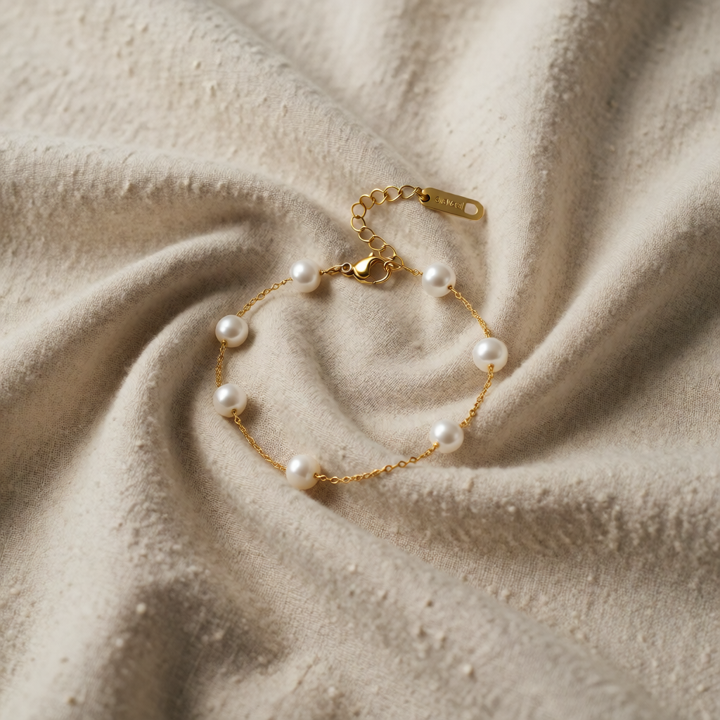 Gold Chain Bracelet Bríd with Pearls