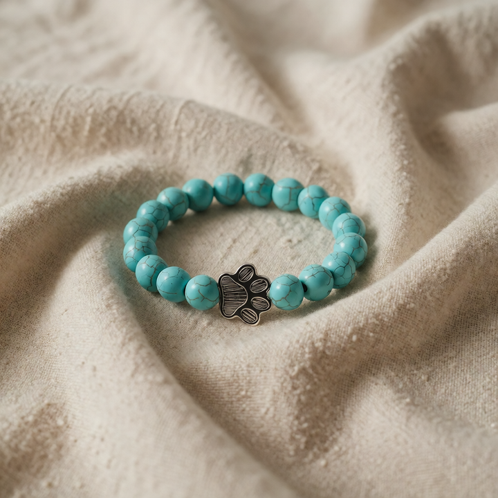 Turquoise Beaded Bracelet Gráinne with Paw Print