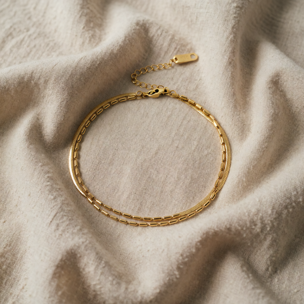 Gold Double Chain Bracelet Áine