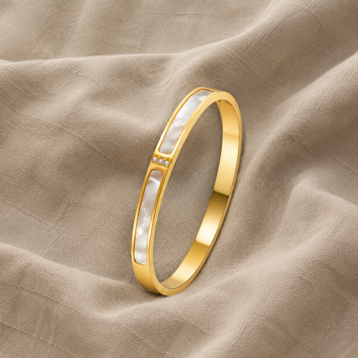 Gold Bangle Muirne with Mother-of-Pearl