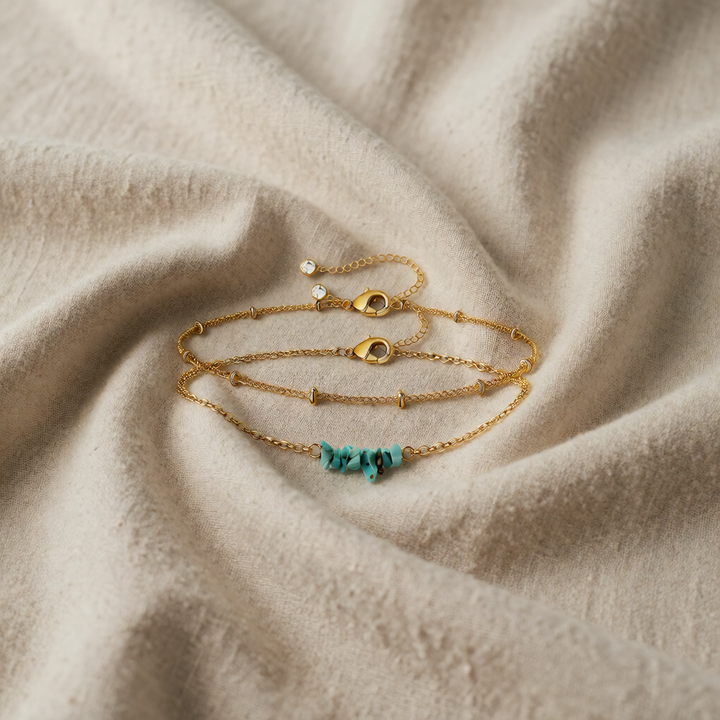 Gold Chain Bracelet Deirdre with Turquoise