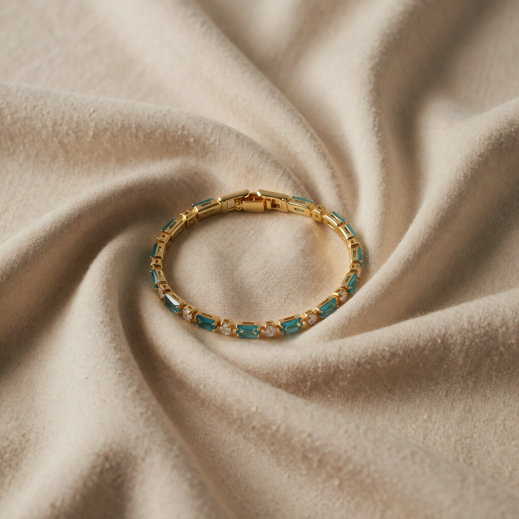 Gold Tennis Bracelet Sinéad with Turquoise Stones