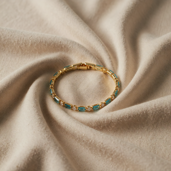 Gold Tennis Bracelet Sinéad with Turquoise Stones