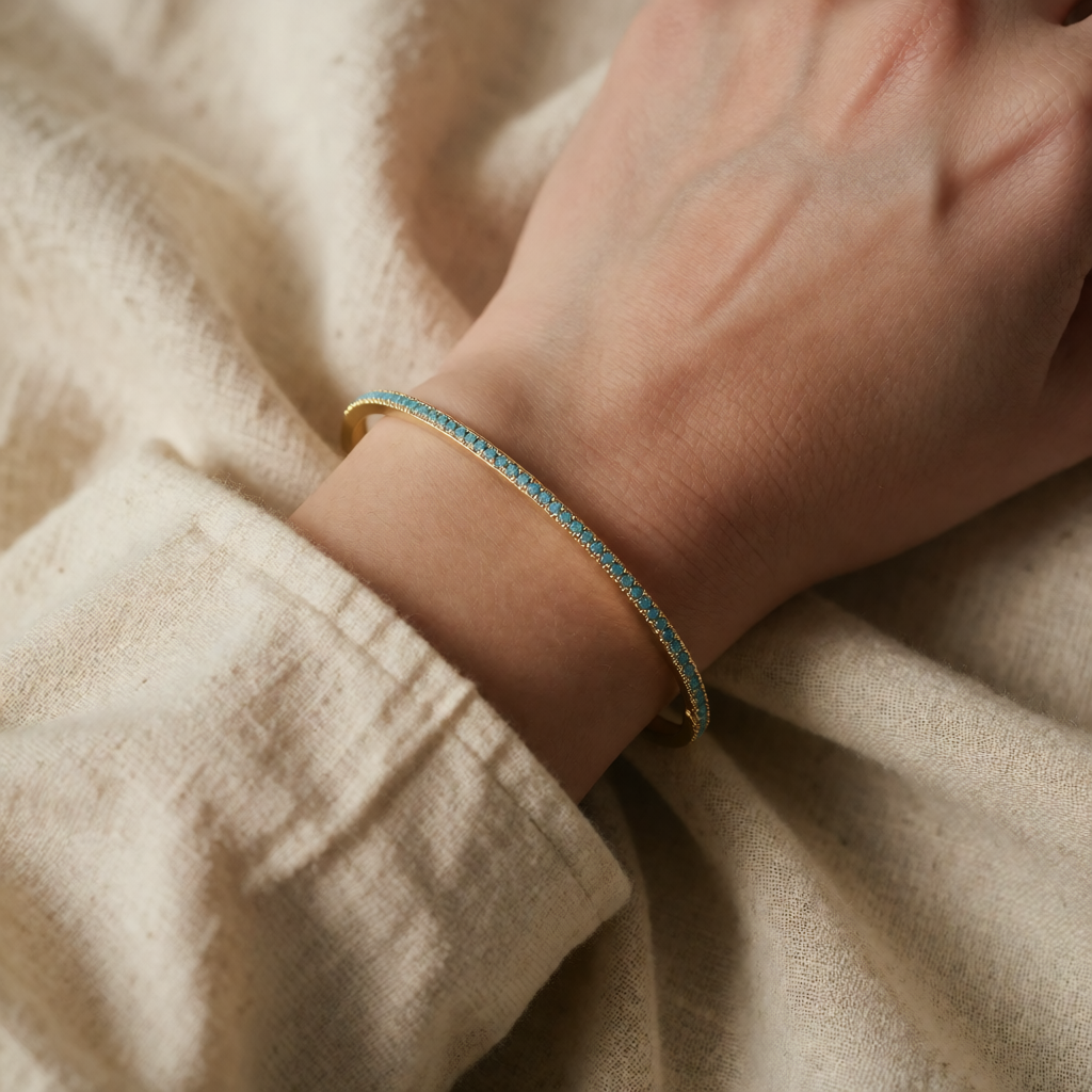 Gold Bangle Méabh with Turquoise