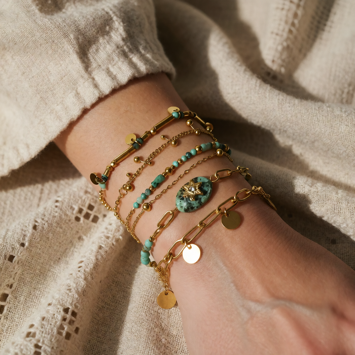 Gold and Turquoise Bracelet Set Deirdre
