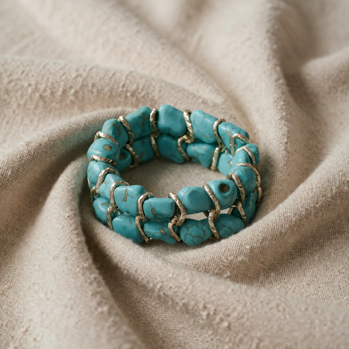 Silver Beaded Bracelet Niamh with Turquoise