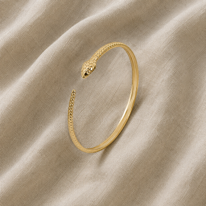 Gold Cuff Bracelet Maeve with Snake