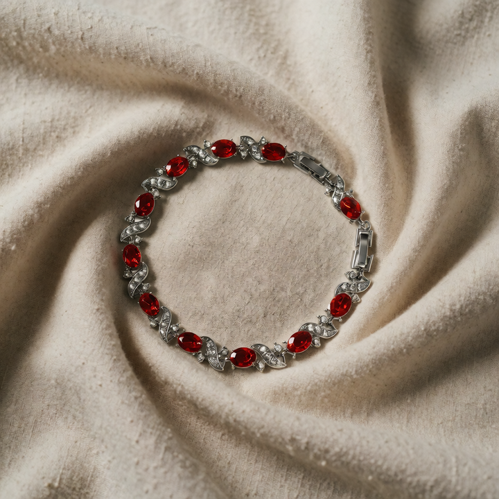 Silver Tennis Bracelet Fiadh with Rubies