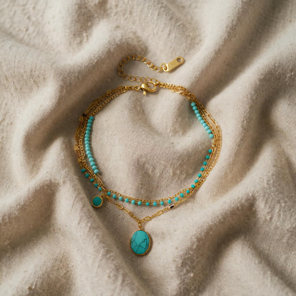Gold Layered Bracelet Muirne with Turquoise