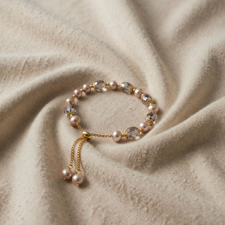 Pearl Beaded Bracelet Darina with Crystal Beads