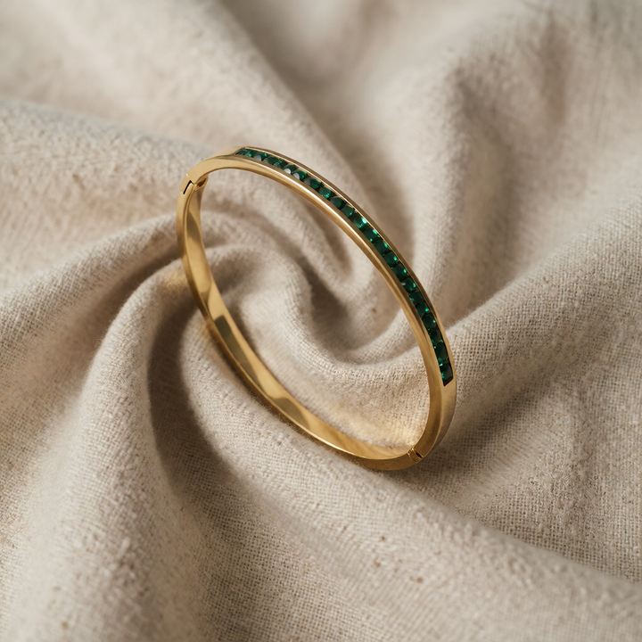 Gold Bangle Bracelet Deirdre with Emerald