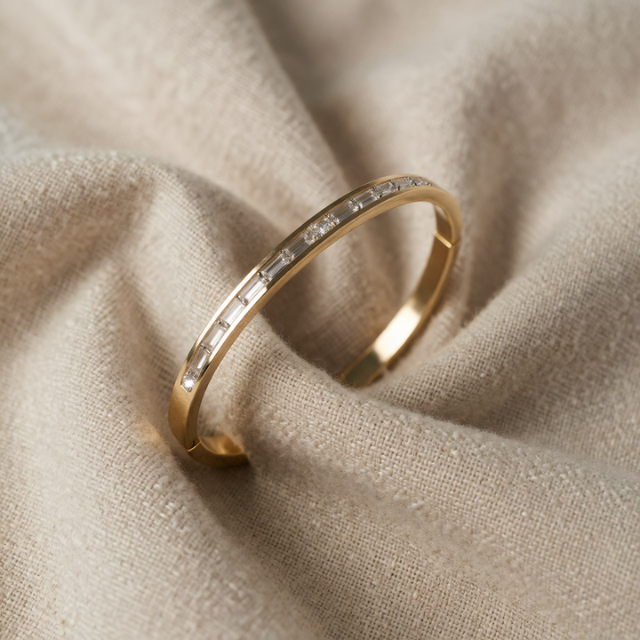 Gold Bangle Clíodhna with Crystal Accents