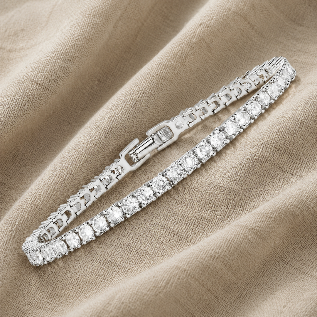 Silver Tennis Bracelet Méabh with Crystals