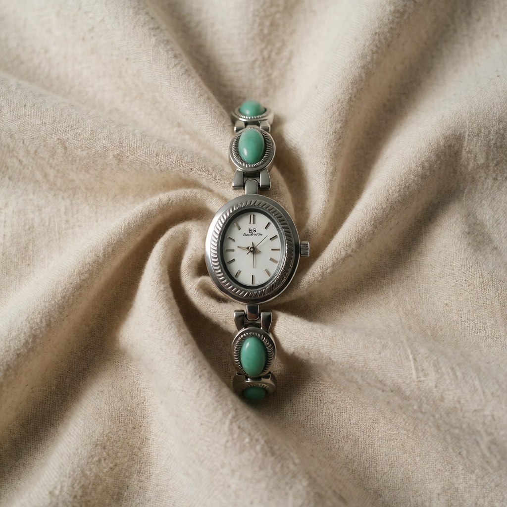 Silver Watch Dervla with Turquoise Stones