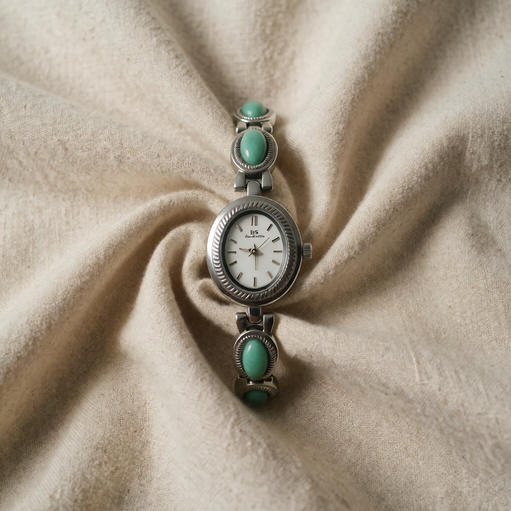 Silver Watch Dervla with Turquoise Stones