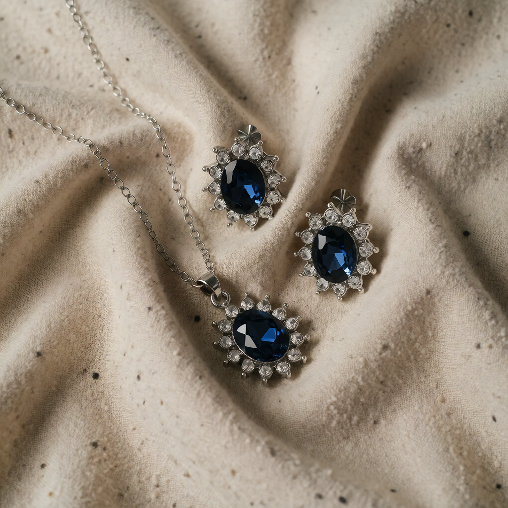 Silver Necklace Aoibhinn with Sapphire