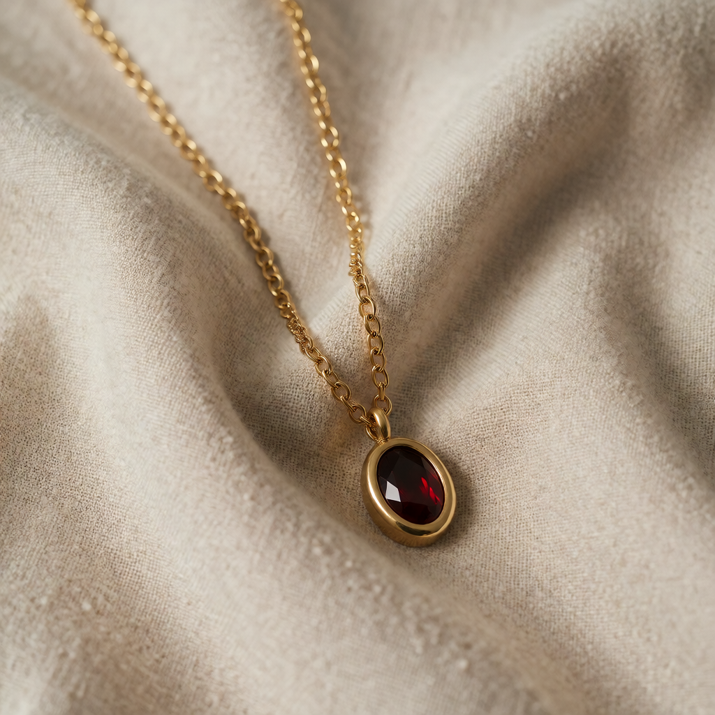 Gold Necklace Aoife with Ruby