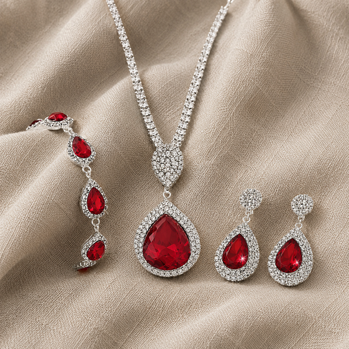 Silver Necklace Róisín with Ruby