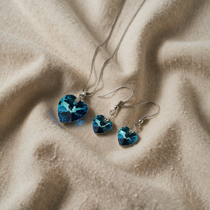 Silver Necklace Róisín with Sapphire Heart