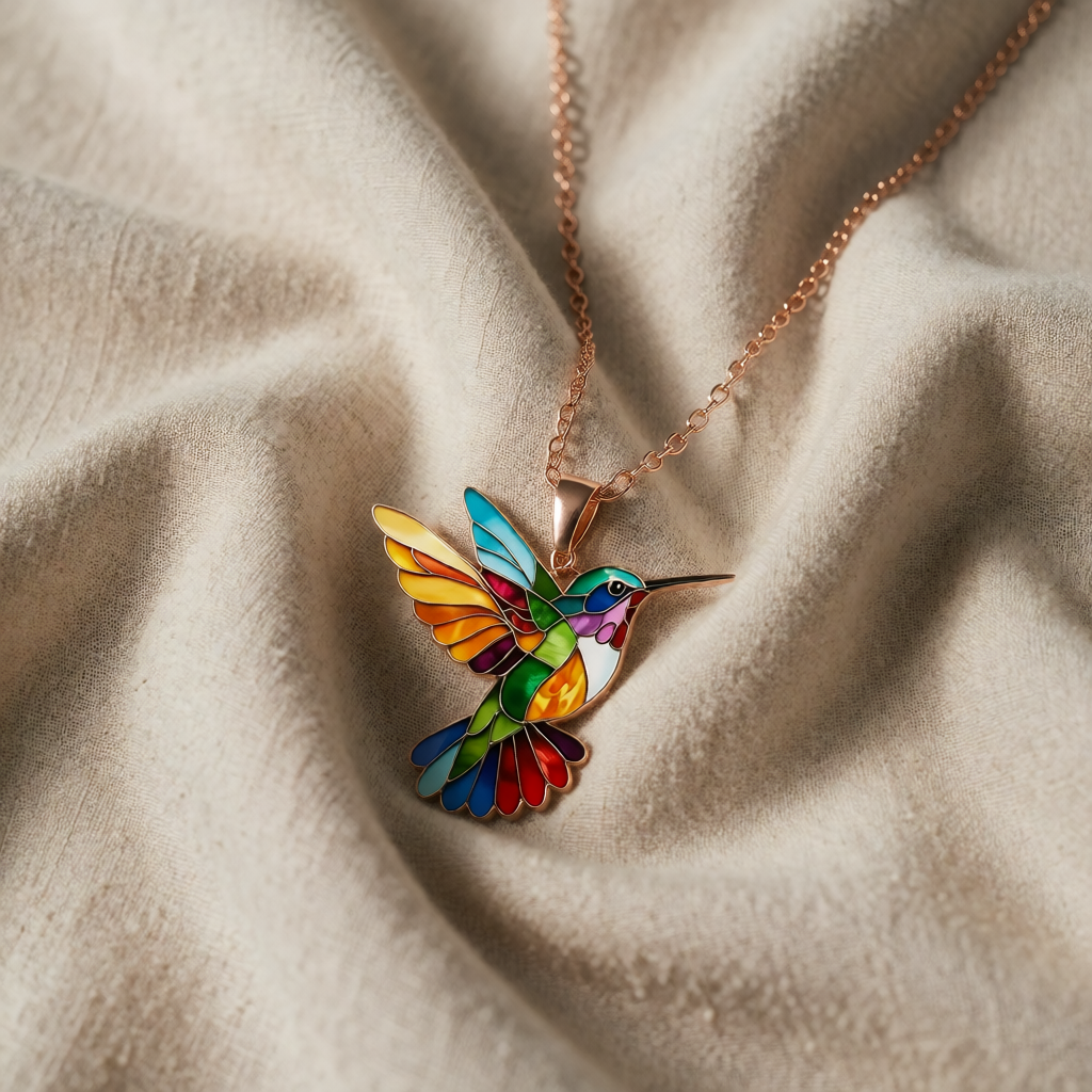 Rose Gold Necklace Aislinn with Hummingbird