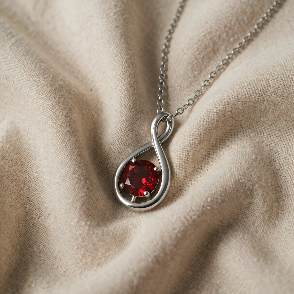 White Gold Necklace Dáiríne with Infinity and Ruby