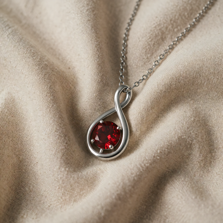 White Gold Necklace Dáiríne with Infinity and Ruby