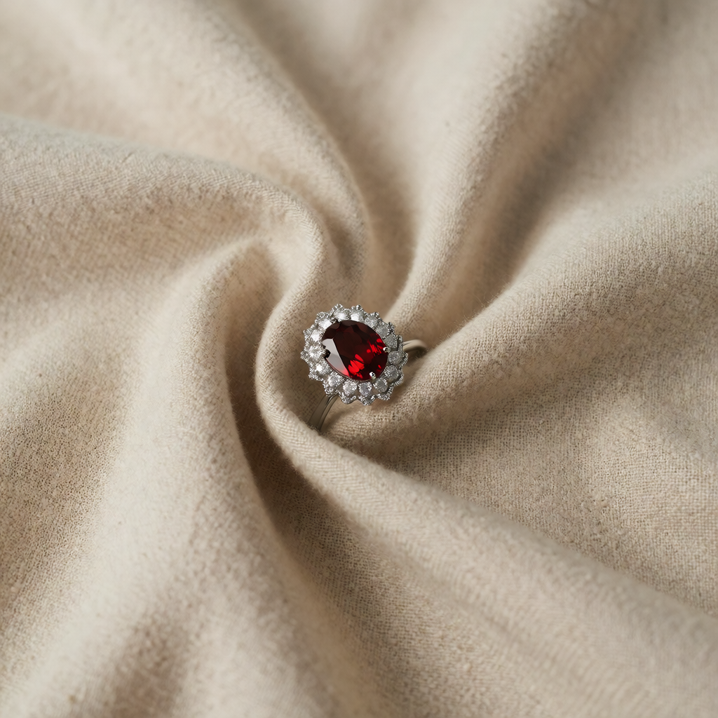 White Gold Ring Saoirse with Ruby