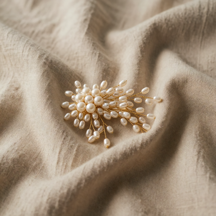 Luxurious Pearl Cascade Brooch