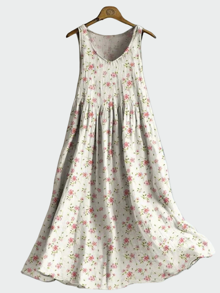 Weisses Trägerkleid mit zarten Blüten