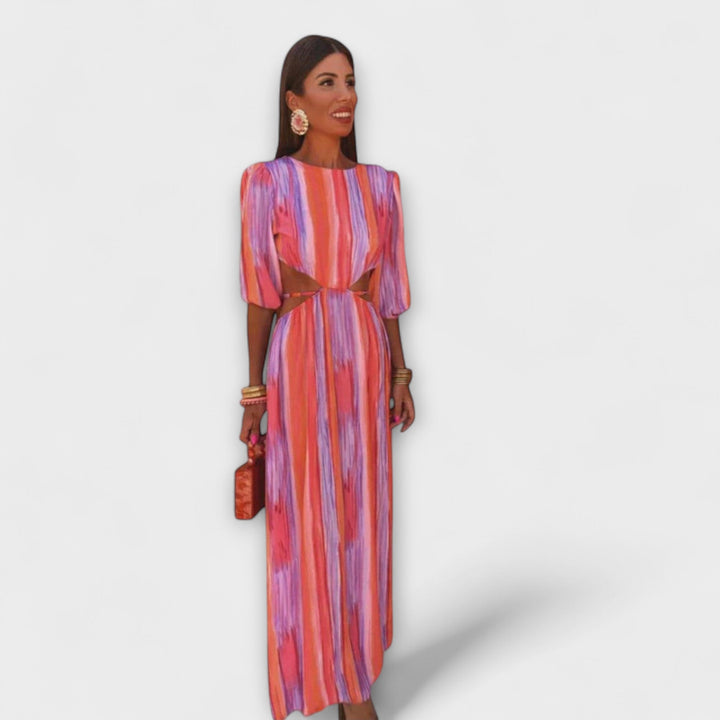 Paloma - Buntes gestreiftes Kleid mit Cut-Outs