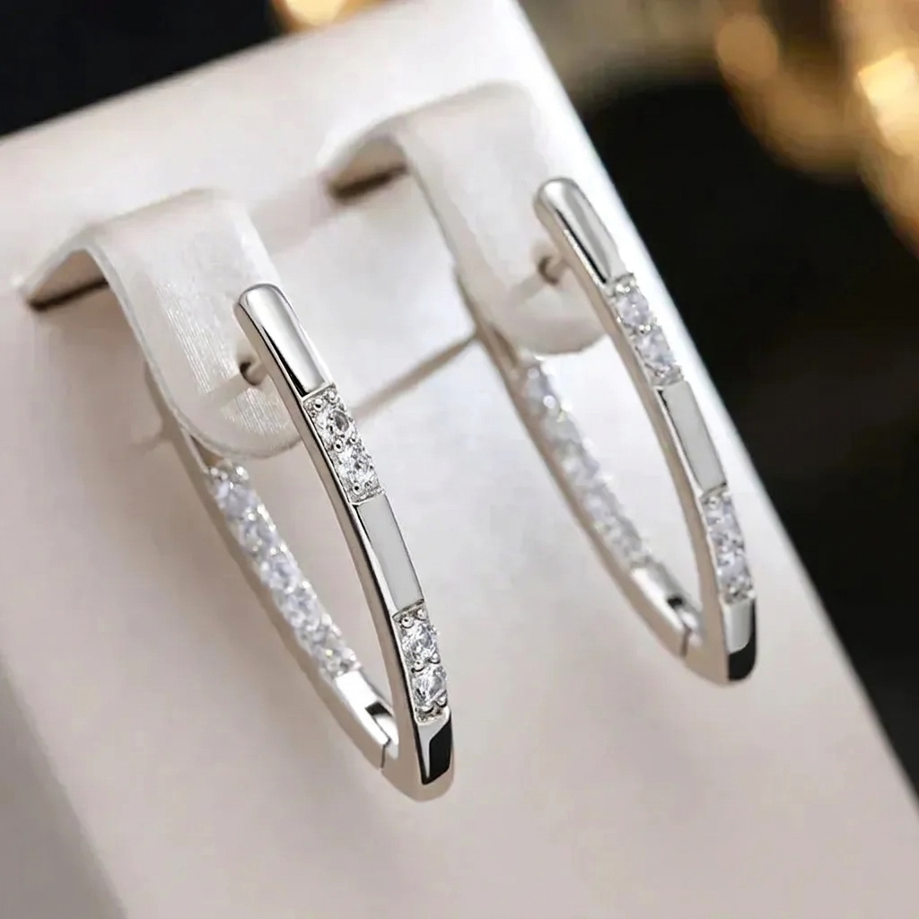 Elegant Crystal Earrings, Gold-Tone