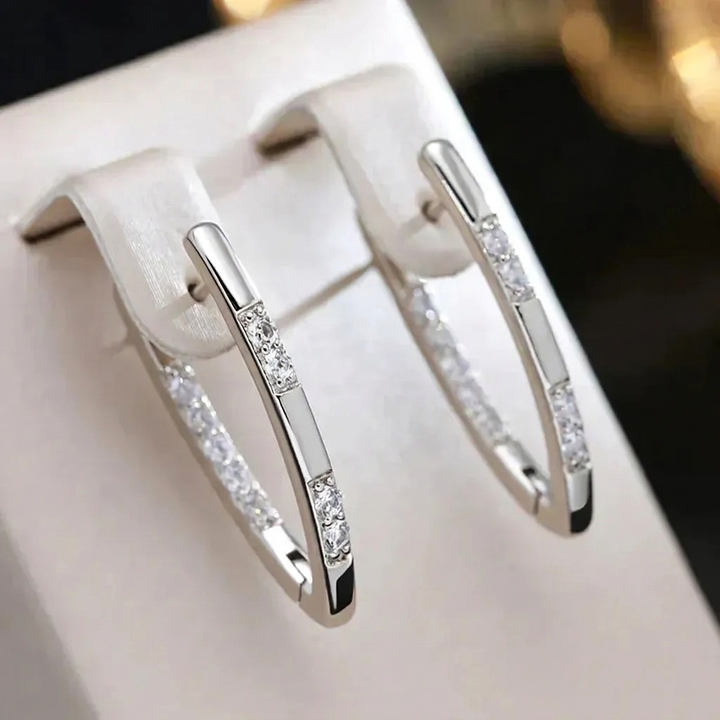 Elegant Crystal Earrings, Gold-Tone